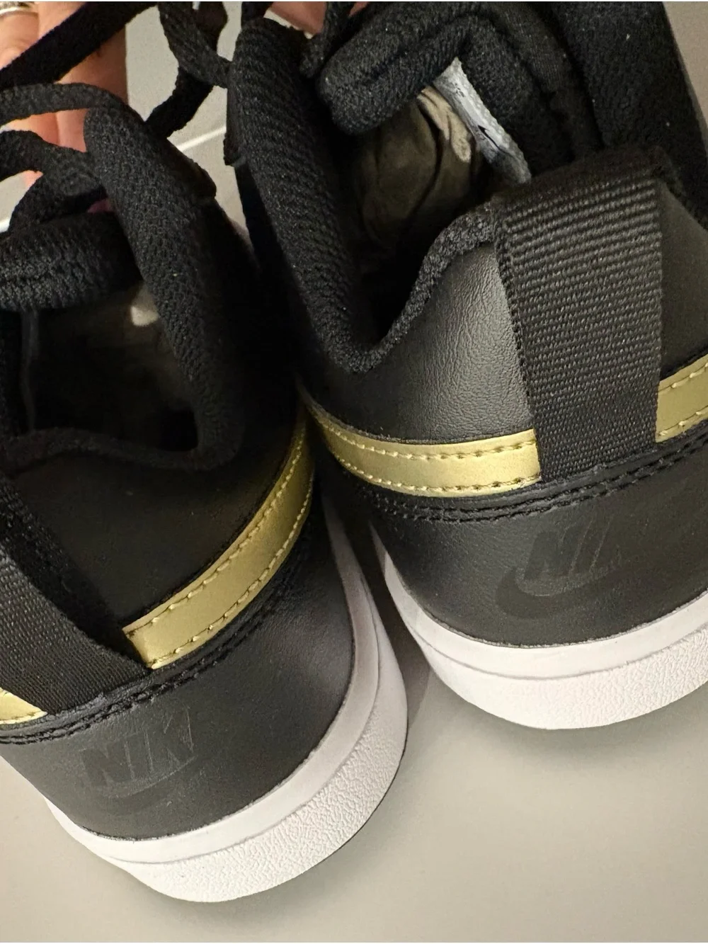 Nike Kids Black Sneakers with Gold Swoosh Accent - Picture 3 of 5